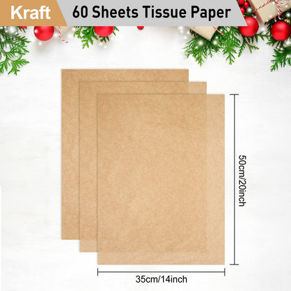 NEBURORA Kraft Tissue Paper for Gift Bags 60 Sheets Beige Wrapping Tissue Paper Bulk 14 X 20 Inch Brown Wrapping Paper for Gift Packaging Filler Art - WoodArtSupply