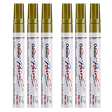 Gold Paint Markers Pens - Single color 6 Pack Permanent Oil Based Metallic Paint Pen, Medium Tip, Quick Dry and Waterproof Marker for Rock, Wood, Overseas