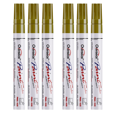 Gold Paint Markers Pens - Single color 6 Pack Permanent Oil Based Metallic Paint Pen, Medium Tip, Quick Dry and Waterproof Marker for Rock, Wood,
