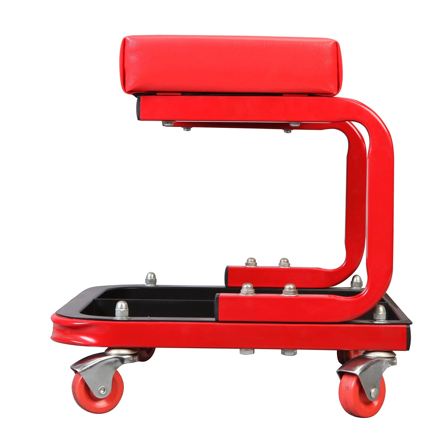 Torin TR6300 Red Rolling Creeper Garage/Shop Seat: Padded Mechanic Stool with Tool Tray BIG RED