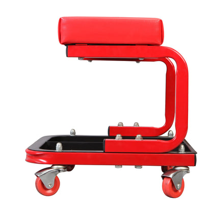 Torin TR6300 Red Rolling Creeper Garage/Shop Seat: Padded Mechanic Stool with Tool Tray - WoodArtSupply