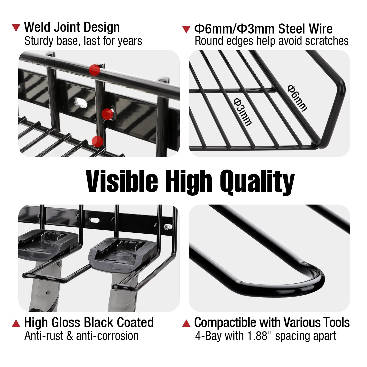 UNITEDPOWER Wall Mounted Power Tool Organizer Holder, Heavy Duty Utility Storage Rack for Battery Powered Hand Tools, Cordless Drill Rack and Tool - WoodArtSupply