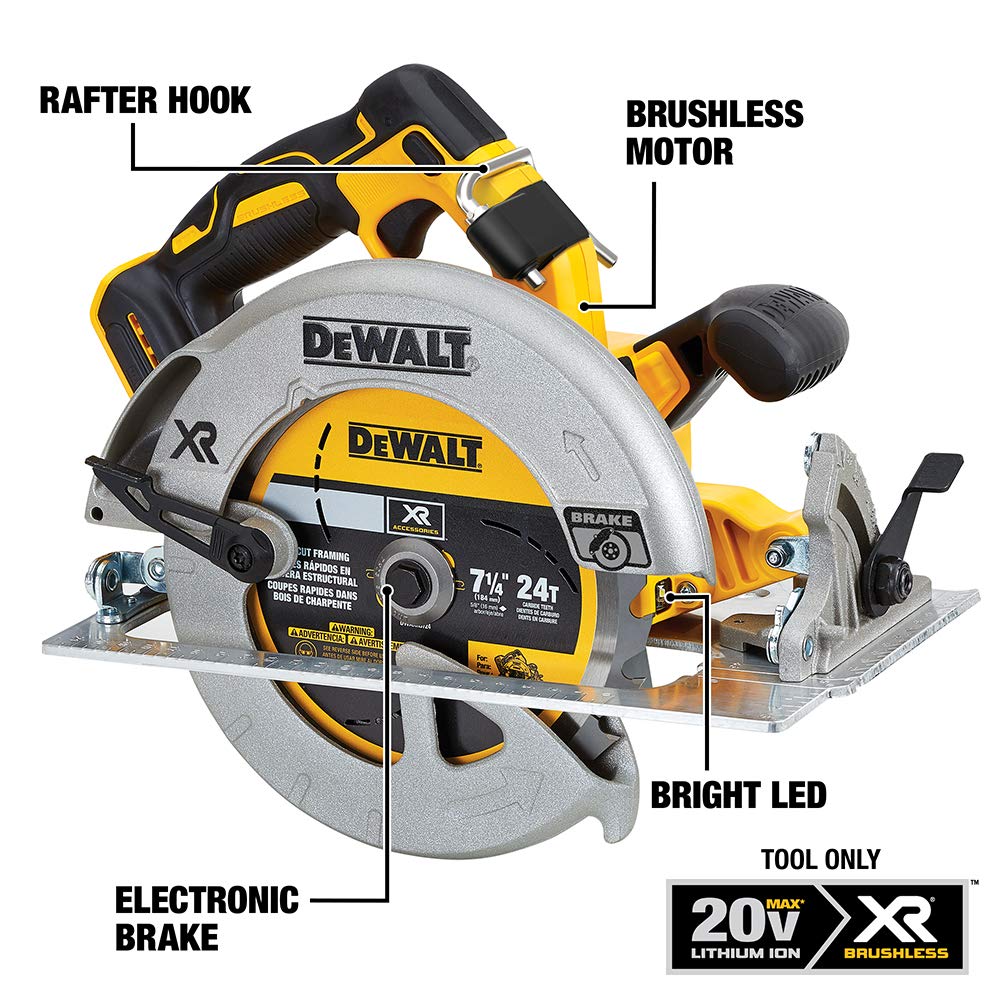 DEWALT 20V MAX 7-1/4-Inch Circular Saw with Brake, Tool Only, Cordless (DCS570B) - WoodArtSupply