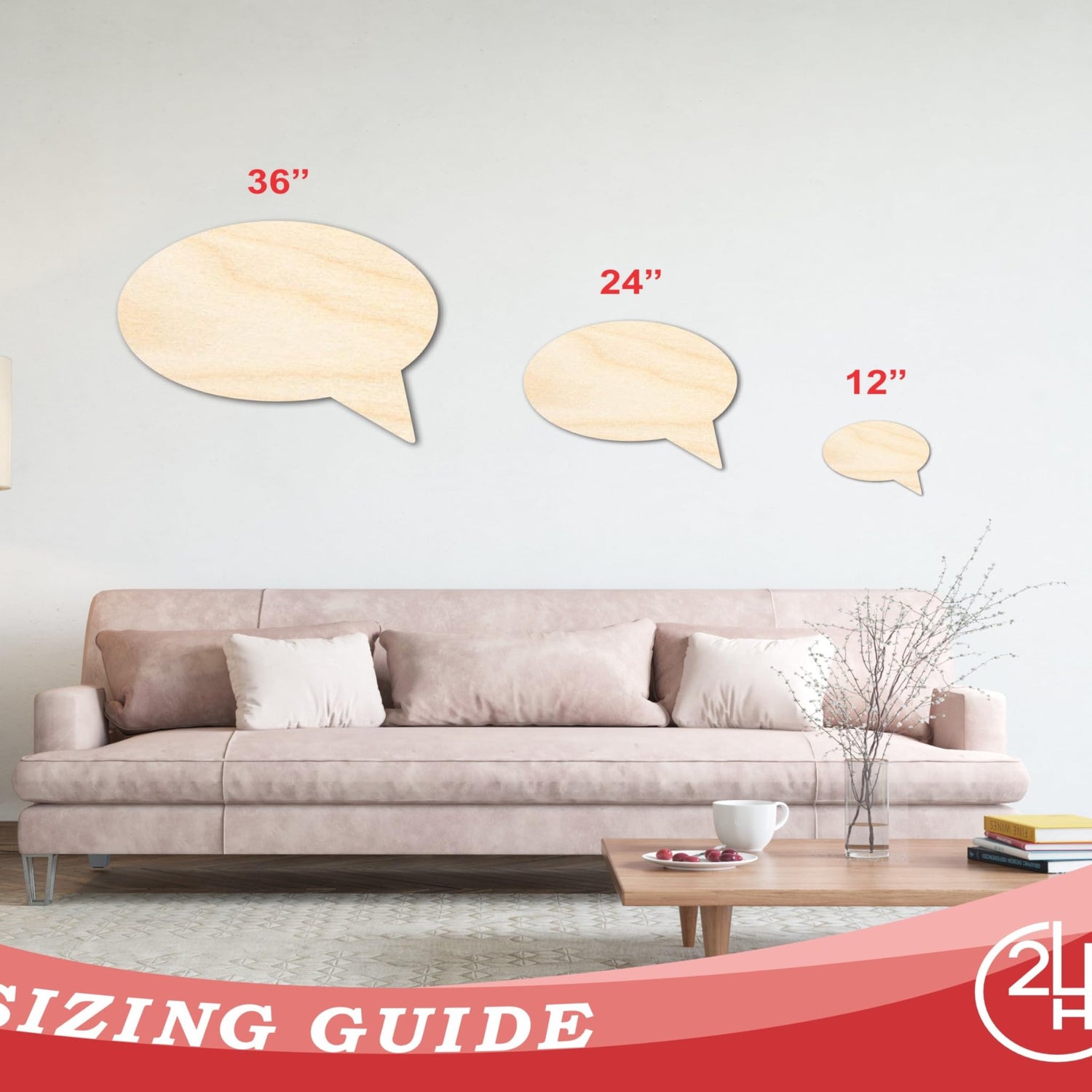 Unfinished Wood Speech Bubble Shape | Craft Cutout | up to 24" DIY 16" / 1/8" 24 Hour Crafts