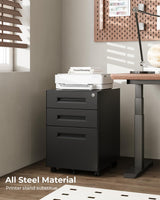 Dripex 3 Drawer File Cabinet, Mobile File Cabinet with Lock on Wheels, Letter/Legal Size, Fully Assembled, Modern Small Short Vertical Metal Rolling Dripex