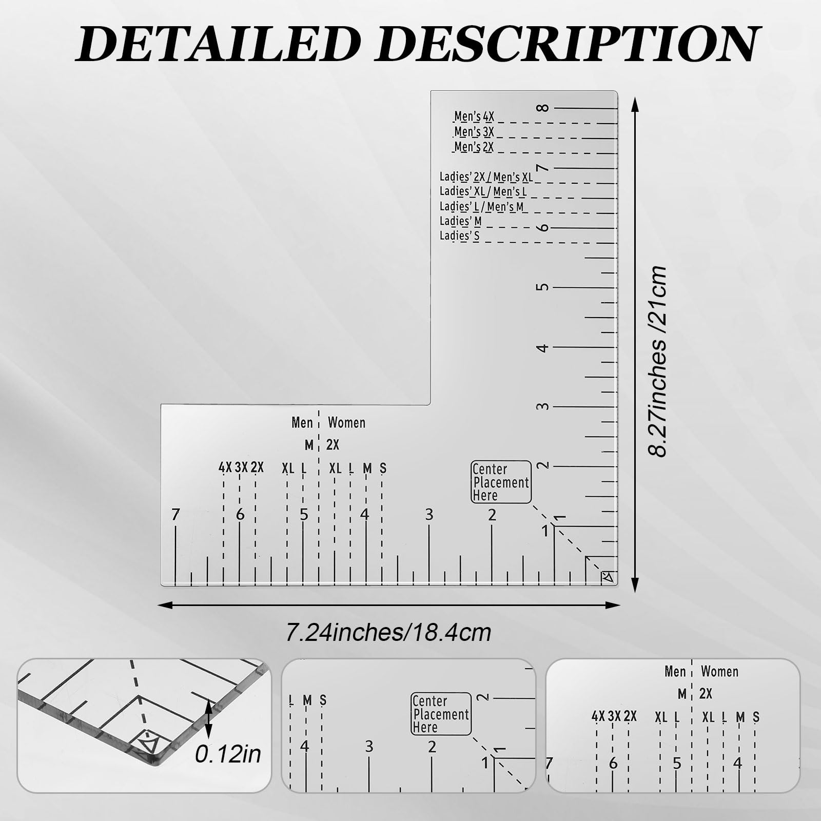 Copkim 3 Pcs Left Chest Logo Placement Tool T Shirt Ruler Guide 8.27" x 7.24" for Heat Press Printing Acrylic Embroidery Placement Ruler for Adult - WoodArtSupply