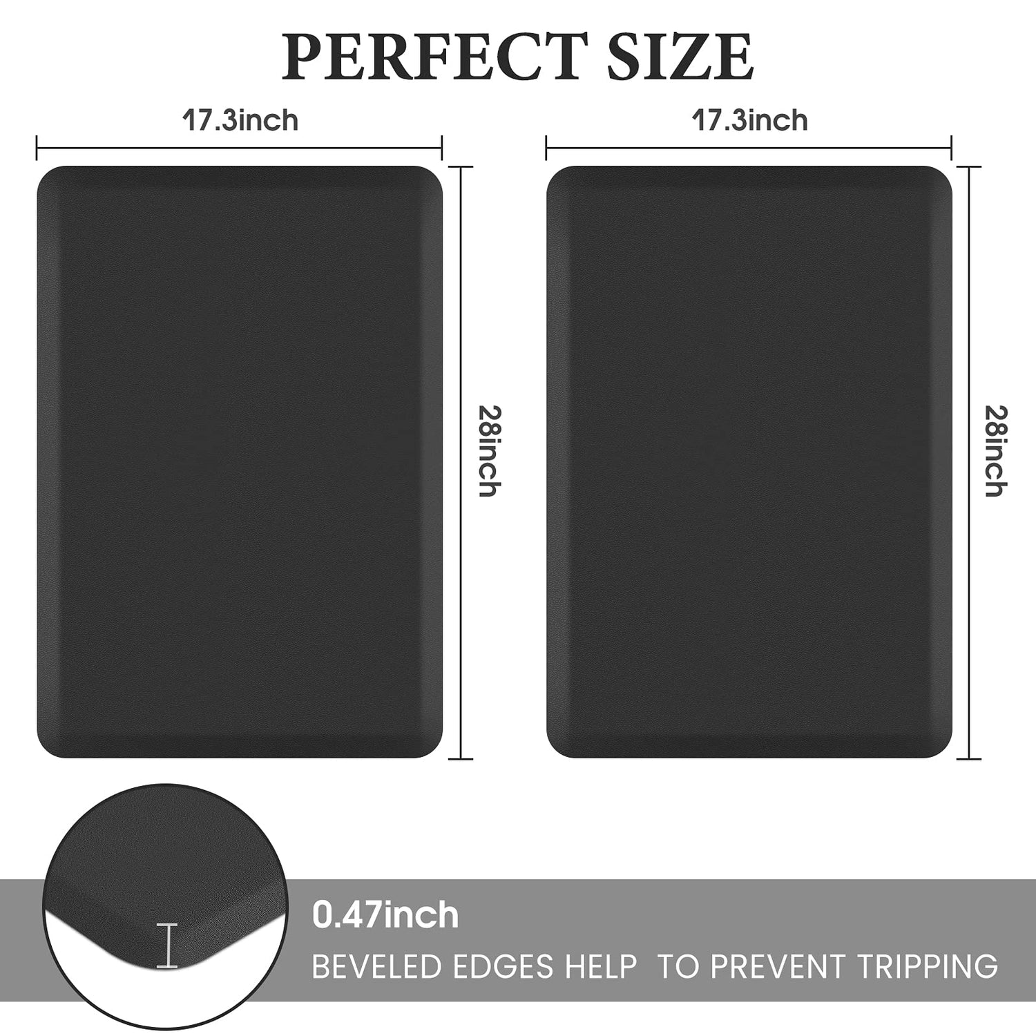 HappyTrends 2 PCS Kitchen Mat Cushioned Anti-Fatigue Floor Mat, Heavy Duty Ergonomic Comfort Foam Standing Mat, Waterproof Non-Slip Kitchen Rugs for HappyTrends