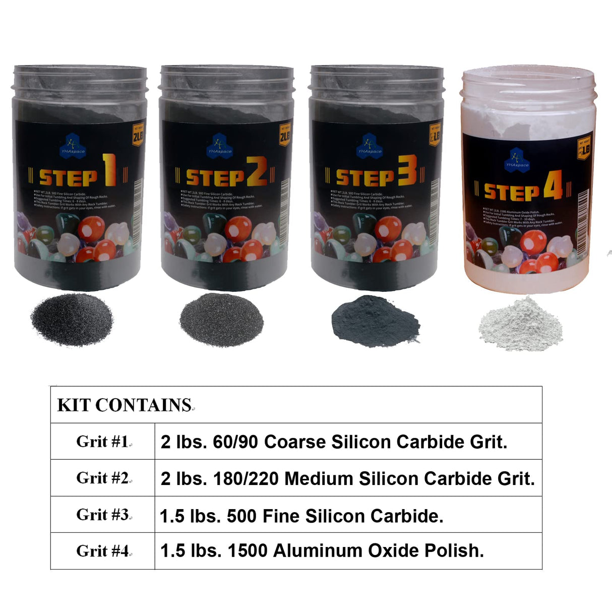 YHAspace 7 Pounds Rock Tumbler Grit Kit - Rock Polishing Grit Media Rock Tumbler Refill Grit Media Kit Rock Tumbler Grit Refill Kit YHAspace