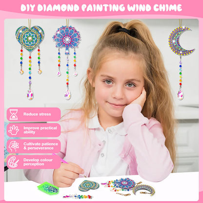 Gift for 6-7-8-9-10 Yeal Old Girls Boys: Arts and Crafts for Kids Age 6-8-10-12 Diamond Art Wind Chimes Kit for Girl Toys Age 5-11 Present Sun
