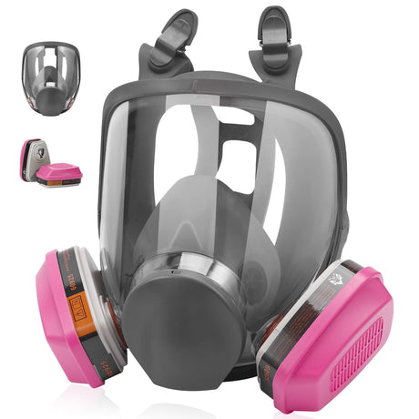 Full Face Respirator Mask with 60925 Filters - Reusable Full Face Gas Masks Survival Nuclear and Chemical,Ideal for Paint, Dust, Spraying, Chemicals, Panbear