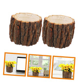 Amosfun 2pcs Wood bark Flower Pot Rustic Flower Pot Flower Arrangement Bucket Tree Planter Flower Storage Pot Flower Planting pots Flower Barrel Amosfun