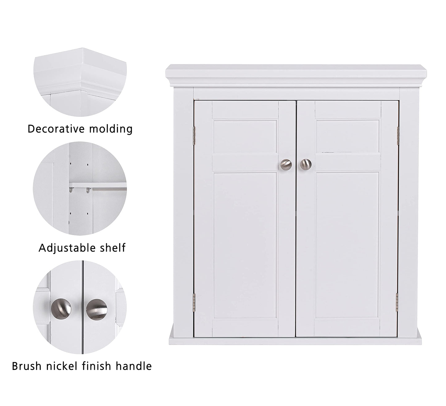 Spirich Bathroom Cabinet Wall Mounted, Hanging Bathroom Storage Cabinet Over Toilet, Medicine Cabinet with Doors and Shelves (White)