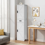WEENFON Bathroom Storage Cabinet with 2 Doors & 1 Drawer, Tall Bathroom Cabinet with 6 Shelves, for Bathroom, Living Room, Kitchen, White WEENFON