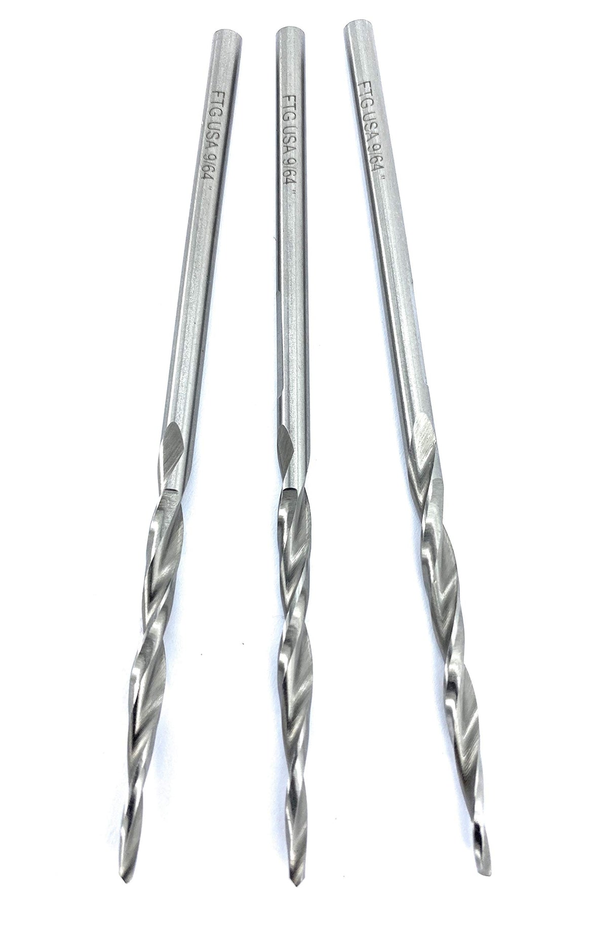 FTG USA Replacement Wood Countersink Drill Bit Set 3 Piece Same Size #6 (9/64") Parabolic Flute Taper Point for Woodworking with Straight Shank - - WoodArtSupply