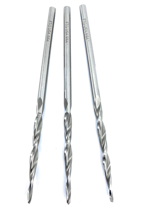 FTG USA Replacement Wood Countersink Drill Bit Set 3 Piece Same Size #6 (9/64") Parabolic Flute Taper Point for Woodworking with Straight Shank - - WoodArtSupply