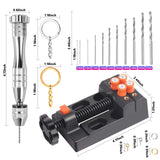 LEOBRO Hand Drill, Pin Vise Hand Drill for Jewelry Making, Mini Drill with Small Drill Bits, Drill Press Vise, 210pcs Keychain Making Supplies, Resin LEOBRO