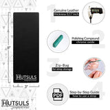 Hutsuls Sloyd Whittling Knife 6.5 in and HUTSULS Premium Black Leather Strop 3 x 8 in 4.0 mm Polishing Compound 1 oz Bundle Hutsuls