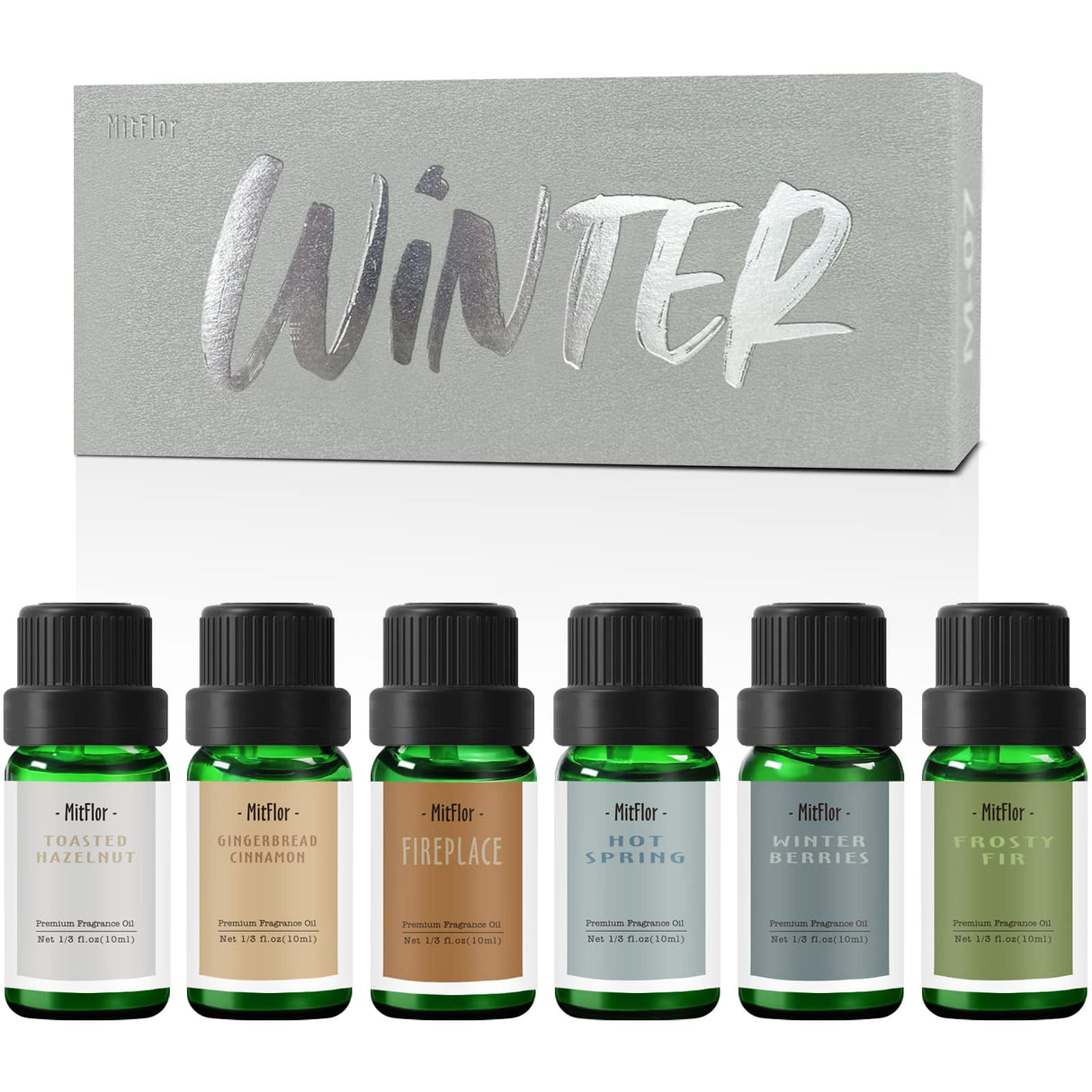Fragrance Oils, MitFlor Winter Essential Oils for Home Diffusers, Soap & Candle Making Scents, Premium Holiday Aromatherapy Gift Set, 6 x10ml-Winter MitFlor