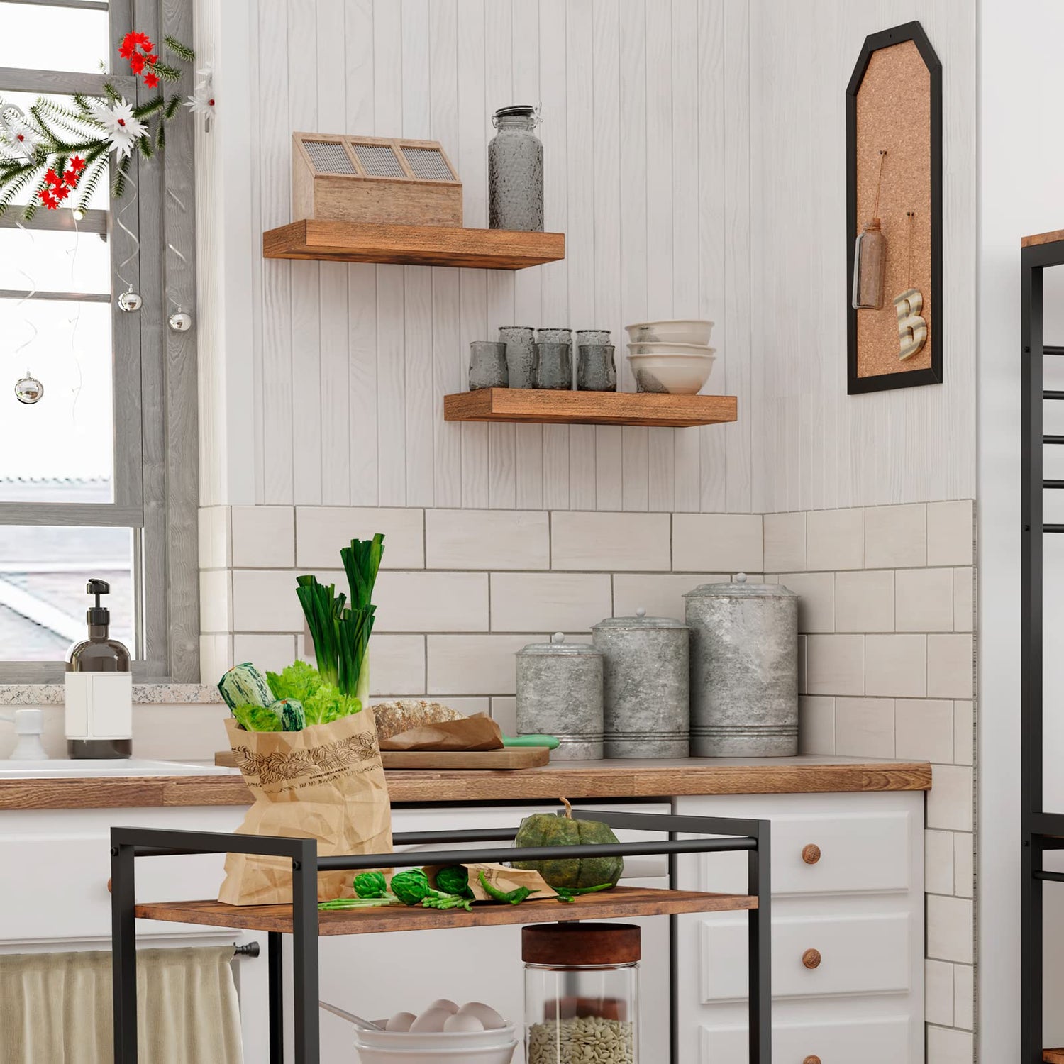 HOOBRO Floating Shelves, Wall Shelf Set of 2, 15.7 Inch Hanging Shelf with Invisible Brackets, for Wall, Bathroom, Bedroom, Toilet, Kitchen, Office, HOOBRO