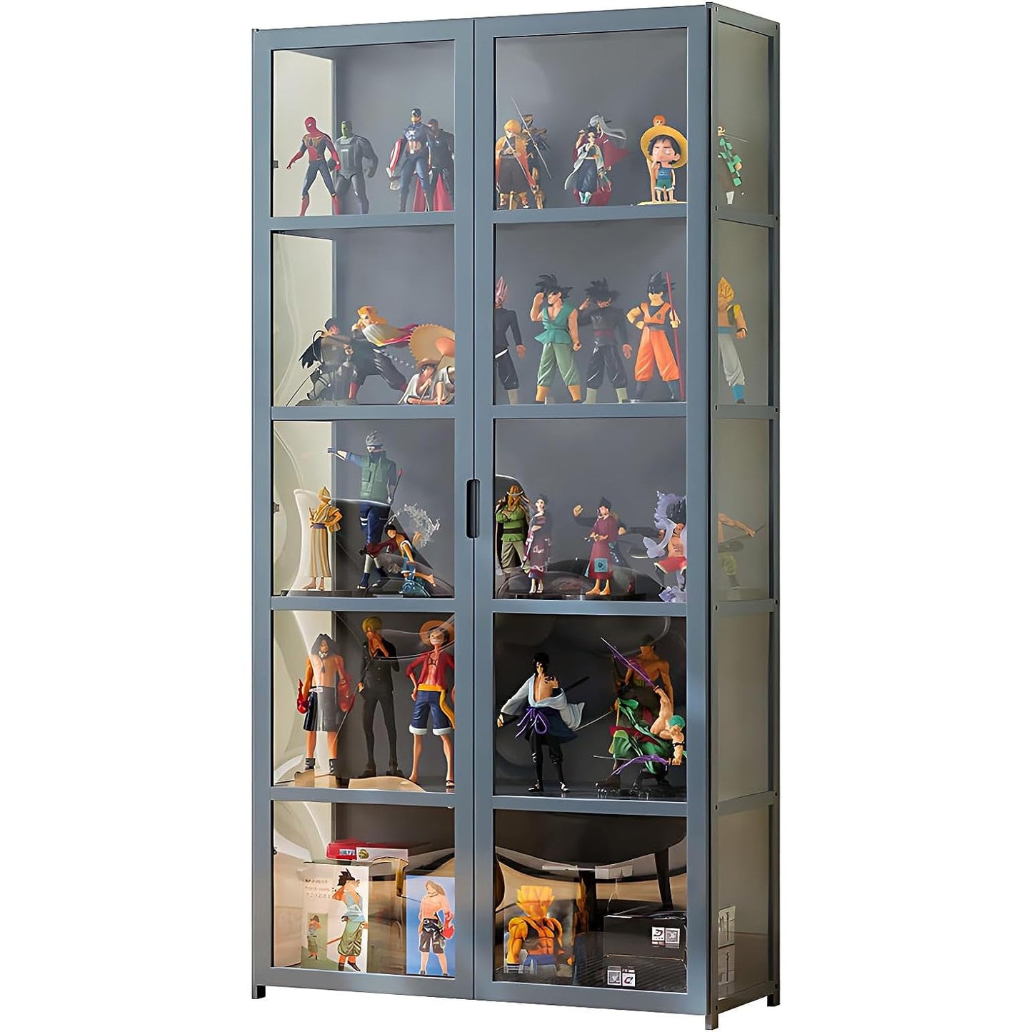 idhhco Curio Display Cabinet, 5 Tier Storage Cabinet with Acrylic Glass Door, Collectibles Toy Organizers Rack & Display Shelf, Kids Bookcase for - WoodArtSupply