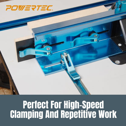 POWERTEC 71501 Aluminum Cam Clamp for Woodworking, 1/4”-20 Threaded Insert - 4PK, Blue