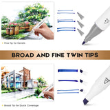 Caliart Markers, 100 Colors Dual Tip Art Markers Sketch Pens Permanent Alcohol Based, with Case for Adult Kids Halloween Drawing Sketching (White Caliart