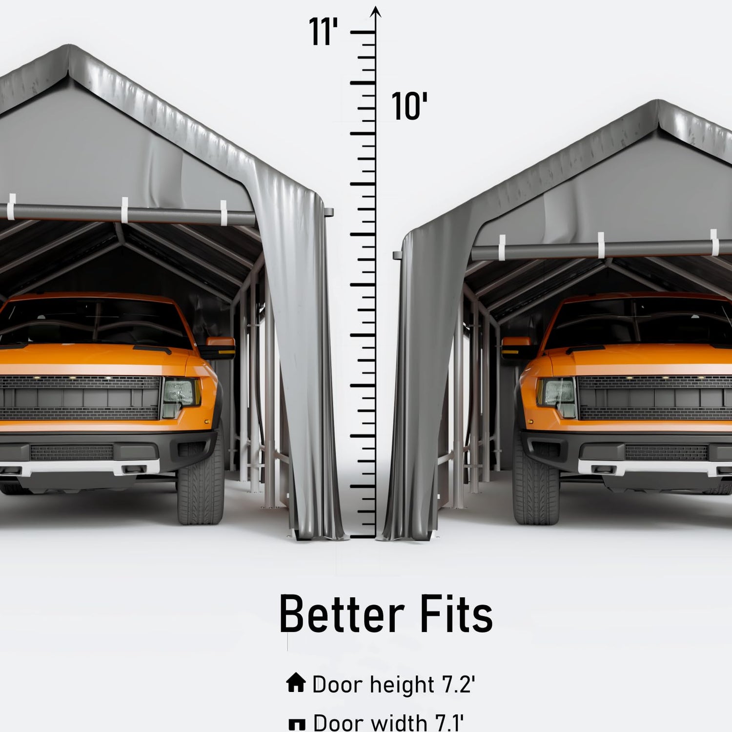 DEXSO Carport 10'x20' Portable Garage, Reinforced Steel Poles and 180g PE Heavy Duty & Waterproof Canopy, 4 Roll-up Doors, 4 Ventilated Windows, for DEXSO