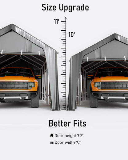 DEXSO Carport 10'x20' Portable Garage, Reinforced Steel Poles and 180g PE Heavy Duty & Waterproof Canopy, 4 Roll-up Doors, 4 Ventilated Windows, for - WoodArtSupply