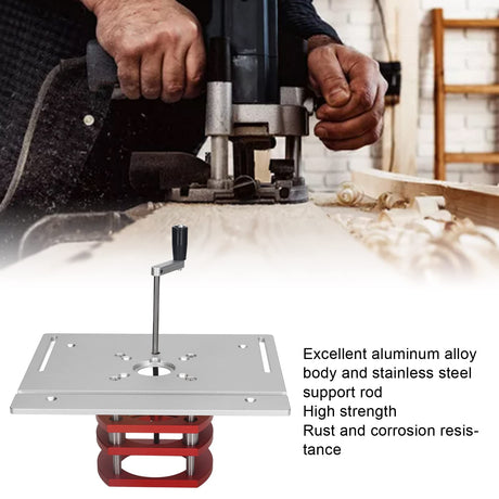 Acogedor Router Lift Kit, Metal Router Lift System with Router Table Insert Plate, 4 Jaw Clamping, Router Lift Base Accessories (Silver) Acogedor