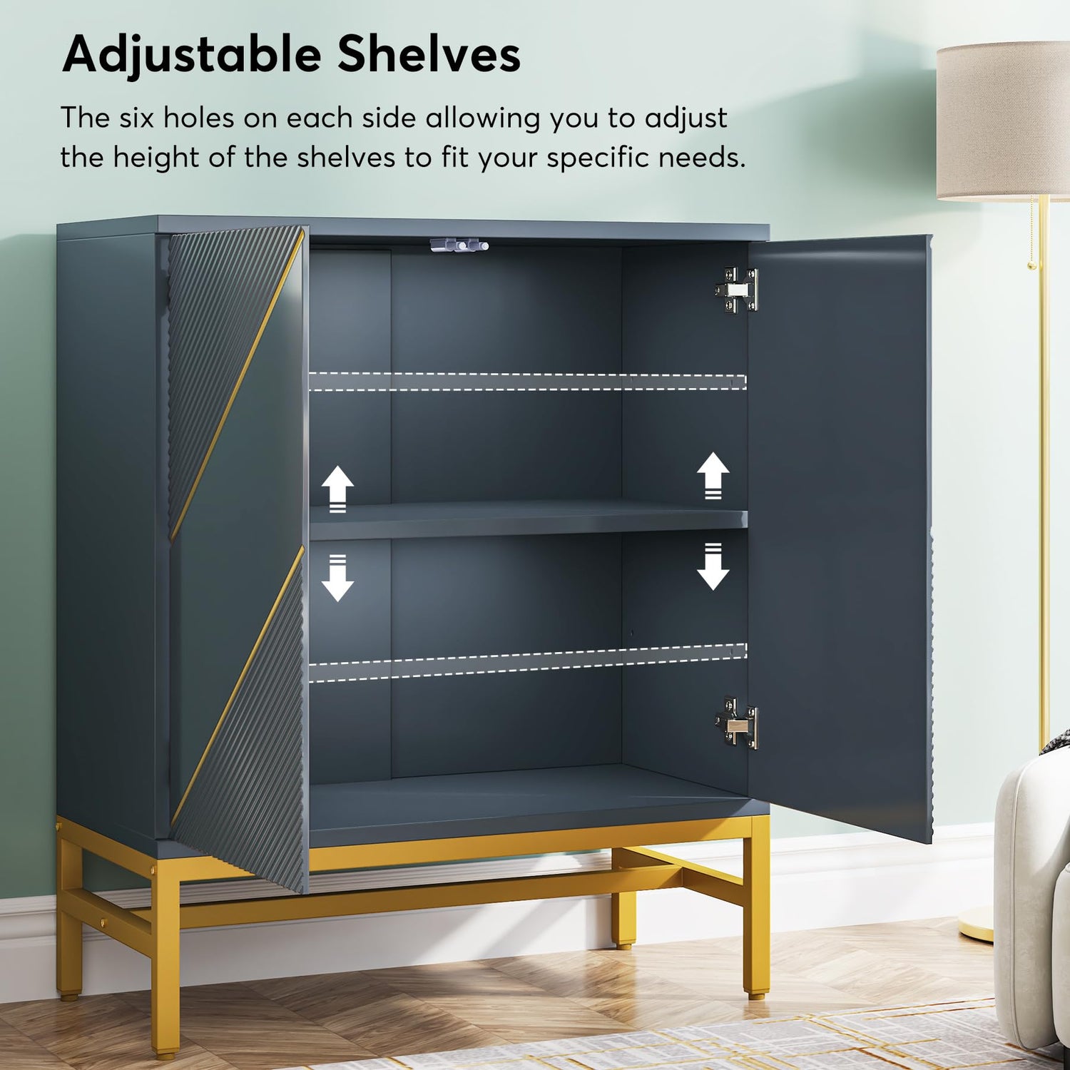 Tribesigns 59 in. Sideboard Storage Cabinet, Multi-Purpose Floor Cabinet with Doors and Adjustable Shelves, Modern Wood Buffet Cabinet for Living Tribesigns