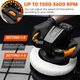THINKWORK Buffer Polisher, 20V Cordless Buffer Polisher, 10 Inch Portable Polishing Machine Kit for Car, with 2Ah Rechargeable Battery, 6 Variable THINKWORK