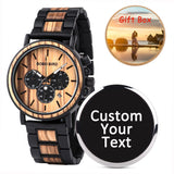BOBO BIRD Mens Personalized Engraved Wooden Watches, Stylish Wood & Stainless Steel Combined Quartz Casual Wristwatches for Men Family Friends BOBO BIRD