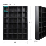 GSM Brands Shot Glass Display Case, Black Wood, Holds Set of 30 Glasses (16.7 x 12.2 - Each Opening Measures 2.52 x 2.13) GSM Brands
