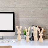 Light House Decorations for Home 10 Pcs Unfinished Wooden Peg Dolls Rabbit Wooden Peg Figures Animal Doll Bodies for DIY Craft Art Home Party EXCEART