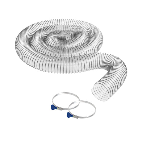 2-1/2 inch Diameter by 10 foot Long PVC Dust/Debris Collection Hose MADE IN THE USA with 2 each 2.5 inch Turnkey Stainless Steel Hose Clamps Peachtree Woodworking Supply