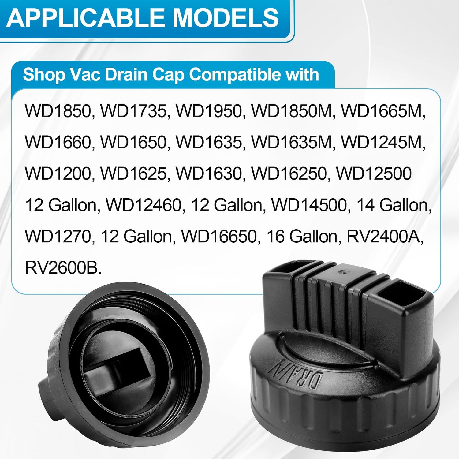 47922 Vac Drain Cap Compatible with Ridgid Shop Vacuum Cleaner and Craftsman Shop Vacuum, 1.97'' ID Wet/Dry Vacuum Replacement Drain Cap（1pack） GYPNS