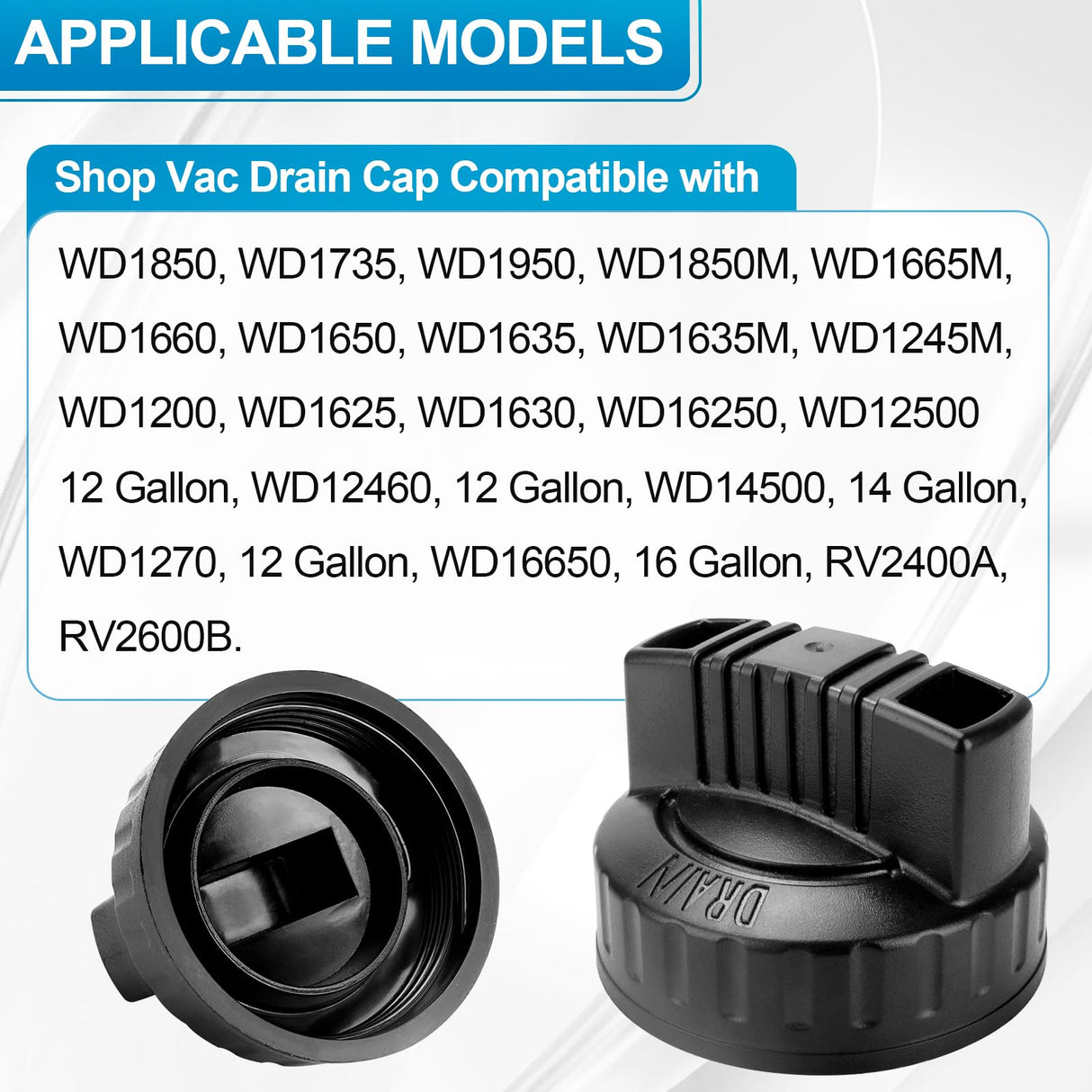 47922 Vac Drain Cap Compatible with Ridgid Shop Vacuum Cleaner and Craftsman Shop Vacuum, 1.97'' ID Wet/Dry Vacuum Replacement Drain Cap（1pack） GYPNS