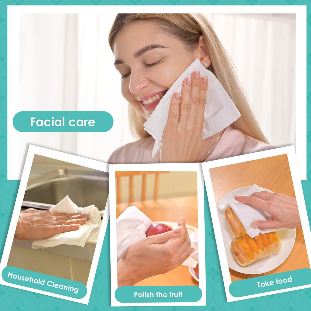 Ditoi Disposable Face Towels, Biodegradable Facial Towels, Super Soft and Thick Clean Towels XL, Makeup Remover Dry Wipes, Face Cloths for Sensitive Ditoi