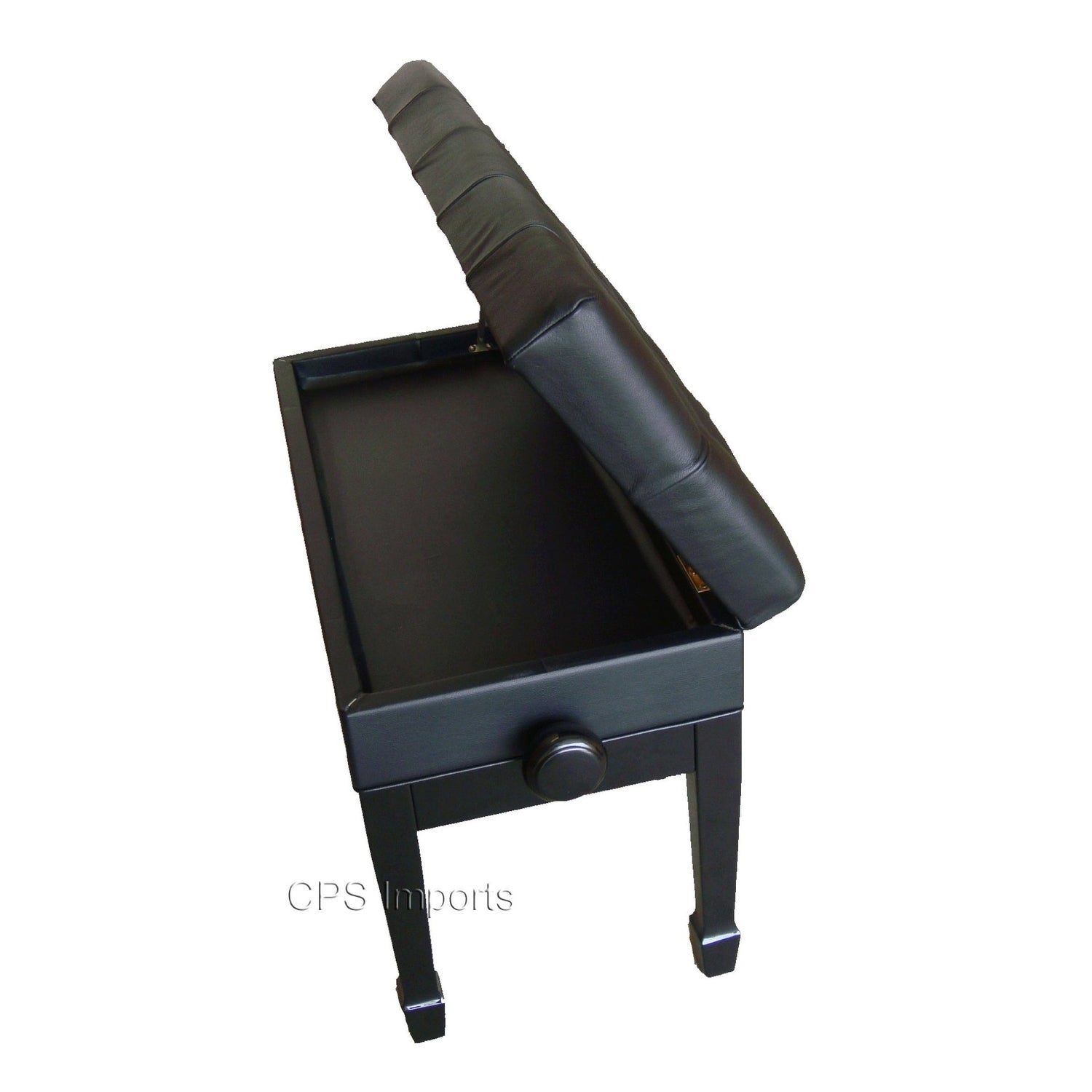 CPS Imports Genuine Leather Adjustable Artist Piano Bench Stool in Ebony with Music Storage CPS Imports