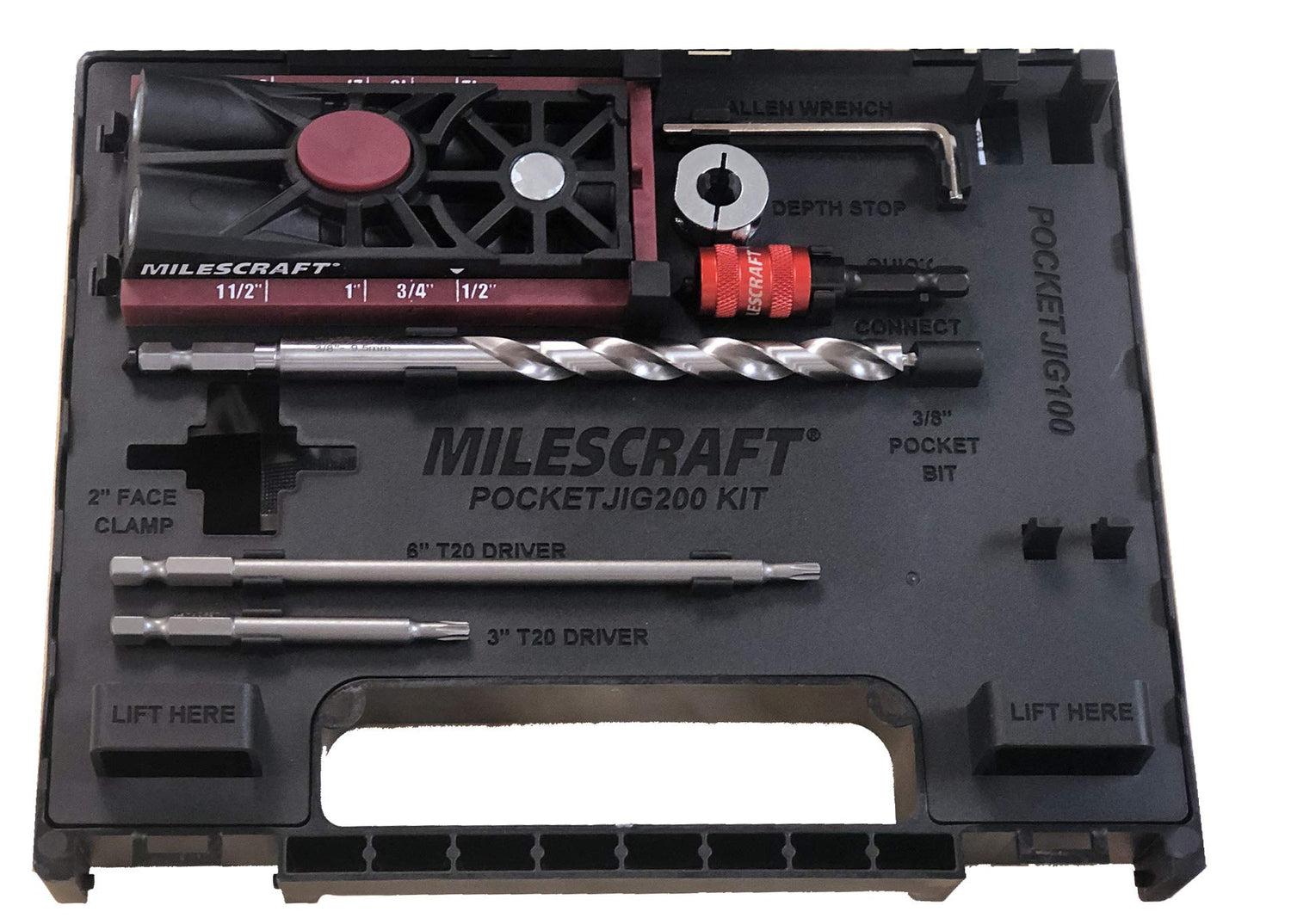 Milescraft 1325 Pocket Jig 200 - Complete Double/Twin Pocket Hole Jig Kit System. Easy to use, pocket hole drill guide, screw jig with all Milescraft