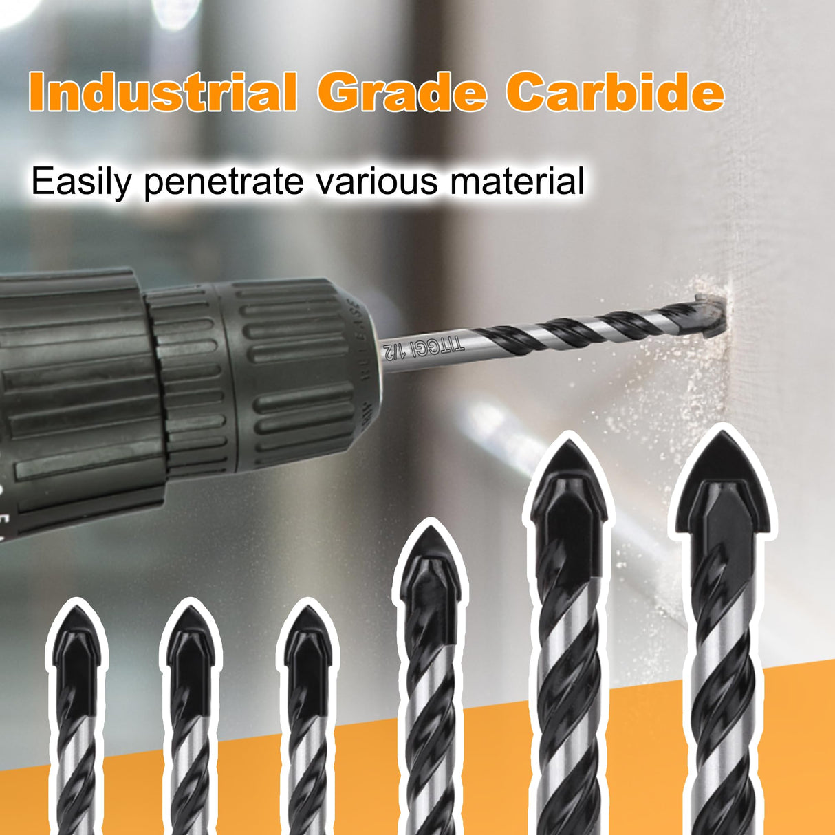 Concrete Drill Bit & Masonry Drill Bit Set, Professional Drill Bit Set (6PCS) for Glass/Brick/Plastic/Cement/Wood/Tile/Etc, Industrial Strength TITGGI