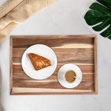 YOUEON Set of 2 Acacia Wood Serving Tray with Handles, 17x11.8x1.5 Inch Decorative Serving Trays, Ottoman Tray, Coffee Table Tray, Rectangle Wood Youeon