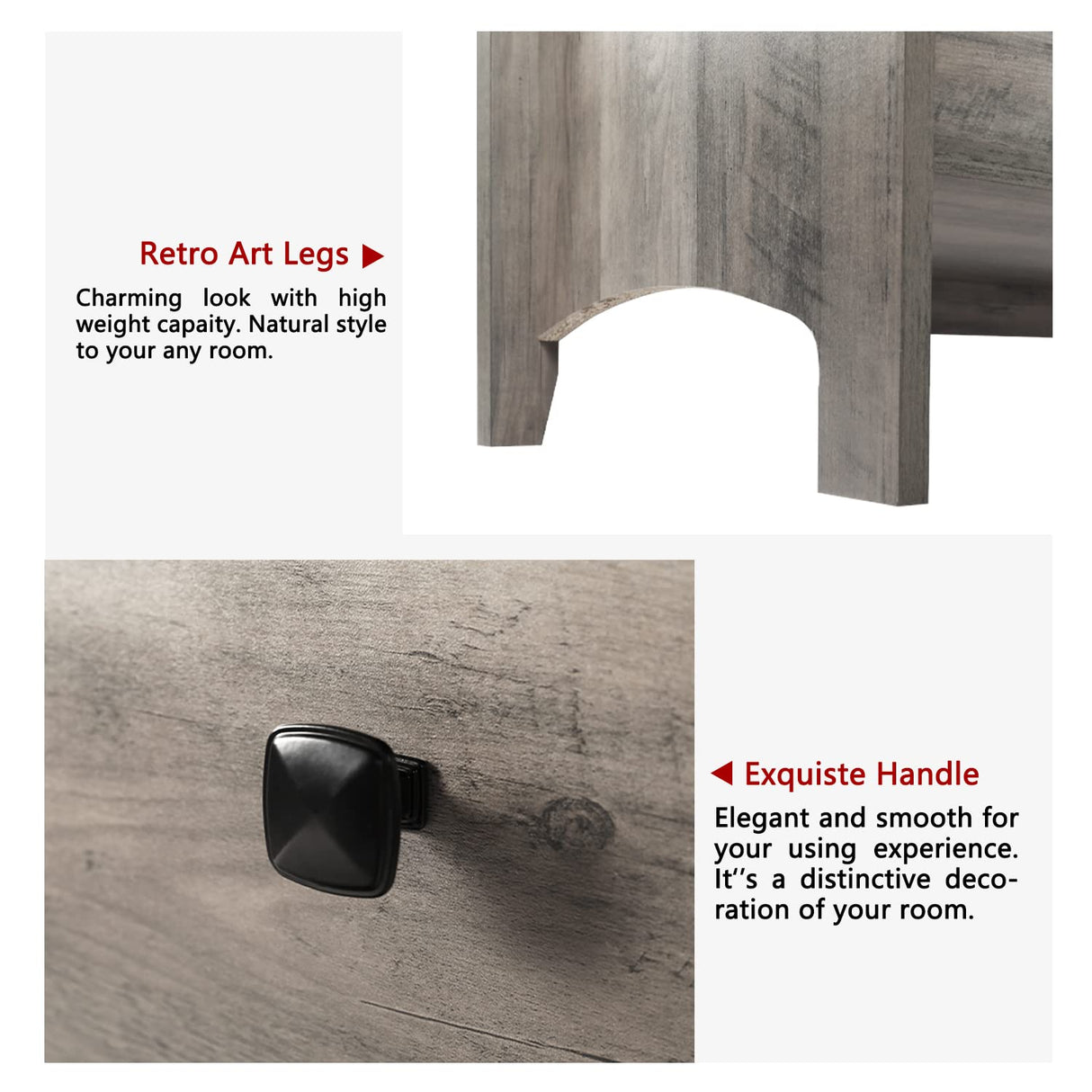 Vikiullf 7 Drawer Dresser - Wooden Bedroom Dresser, Gray Storage Drawers Cabinet for Bedroom, Living Room, Farmhouse Dresser Organizer Vikiullf