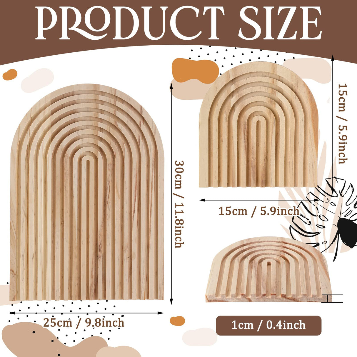 2 Pcs Decorative Wood Cutting Board Wooden Board Rainbow Shaped Wood Serving Board Boho Cutting Board Decor Serving Trays for Home Kitchen Decoration Chunful