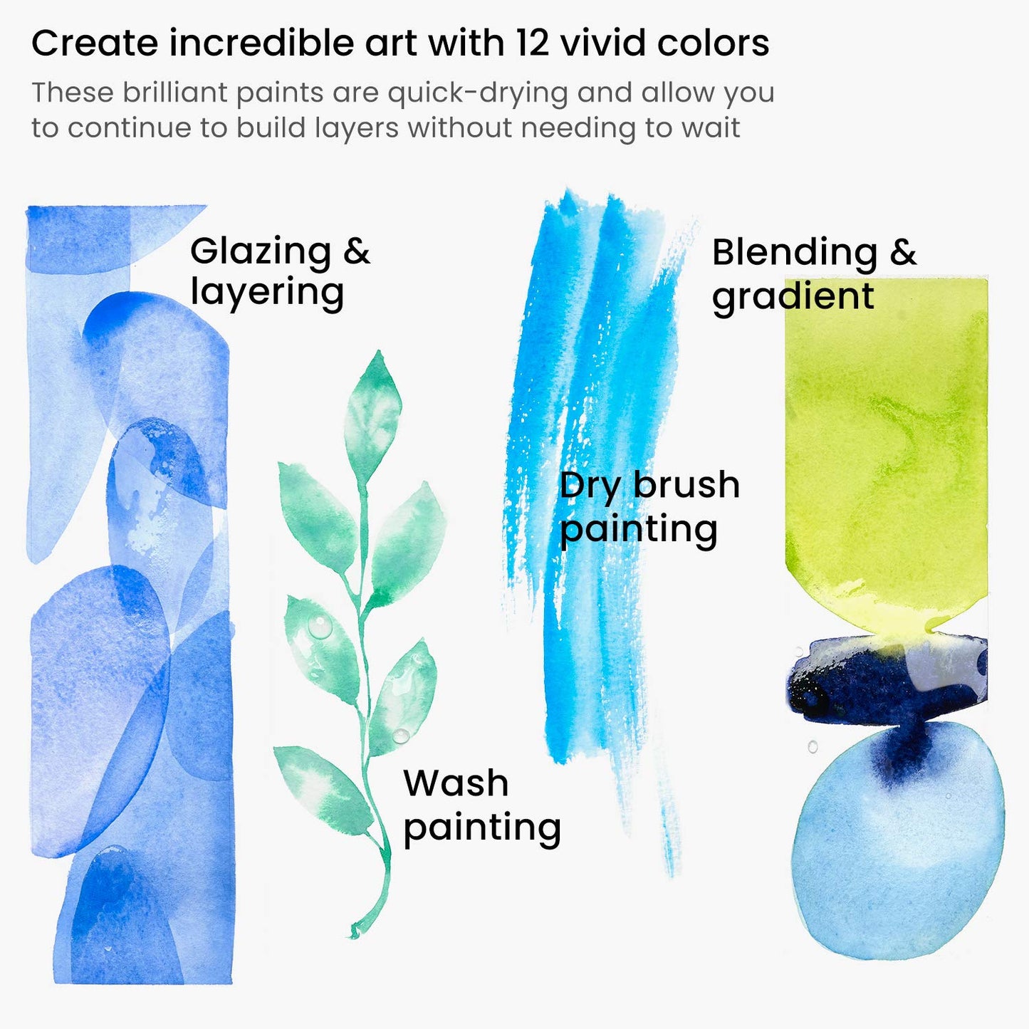 ARTEZA Watercolor Paint Set, 12 Colors in 12 ml/0.4 US fl oz Tubes, Premium Non Toxic Water Colors Paint for Adults, Artists & Hobby Painters,