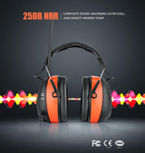 Hocazor HP033 Bluetooth 5.3 Hearing Protection AM FM Radio Headphones, 25dB NRR Noise Reduction Safety Earmuffs with 2000mAh Rechargeable Battery for Hocazor