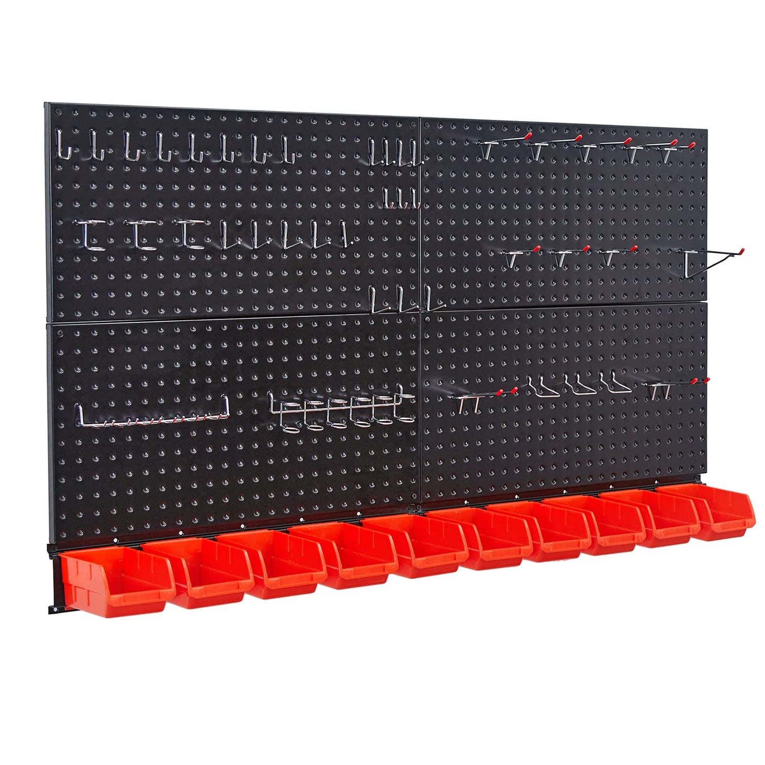 Ultrawall Pegboard Wall Organizer, Black Metal Pegboard Panels, Garage Storage System with Hooks and Storage Bins Ultrawall