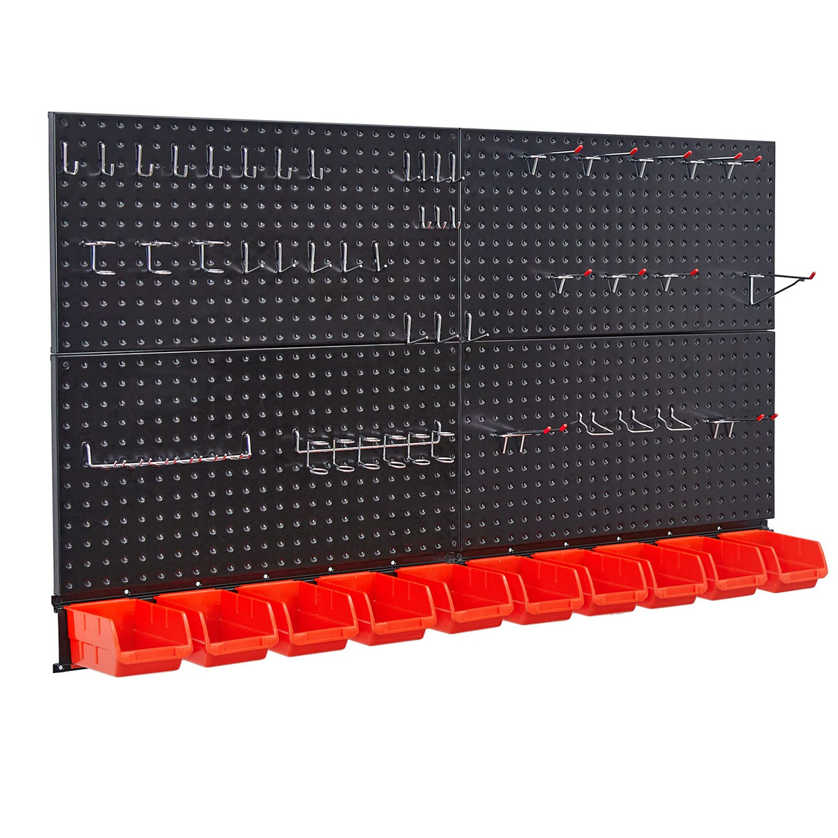 Ultrawall Pegboard Wall Organizer, Black Metal Pegboard Panels, Garage Storage System with Hooks and Storage Bins Ultrawall