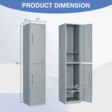 LISSIMO Metal Locker for Employees,Lockable Storage Cabinet with 2 Doors and Hooks,71 Inch Steel Storage Locker for Home Gym Office School LISSIMO