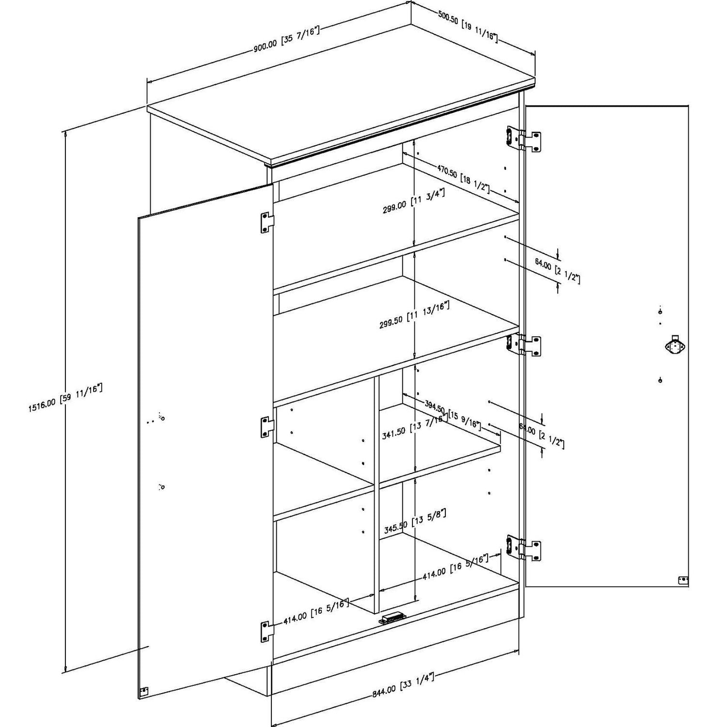 South Shore Tall 2-Door Storage Cabinet with Adjustable Shelves, Solid Black South Shore